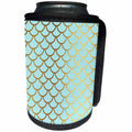 3dRose Uta Naumann Faux Glitter Pattern - Sparkling Blue Luxury Elegant Mermaid Scales Glitter Effect Art print - Can Cooler Bottle Wrap (cc_266919)