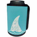 3dRose Uta Naumann Watercolor Illustration - White Shark Fin and Waves- Ocean and Animals Illustration - Can Cooler Bottle Wrap (cc_266920)
