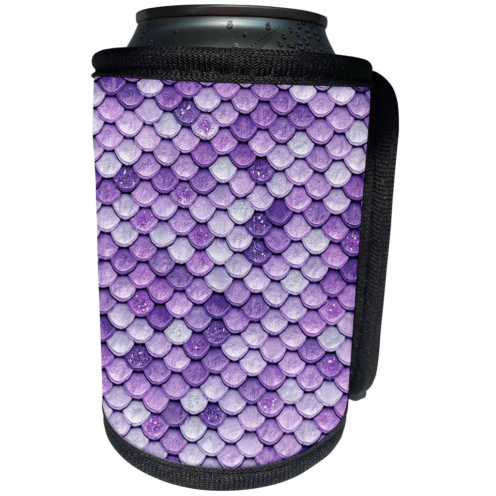 3dRose Uta Naumann Faux Glitter Pattern - Sparkling Luxury Elegant Purple Mermaid Scales Glitter Effect Art print - Can Cooler Bottle Wrap (cc_266922)