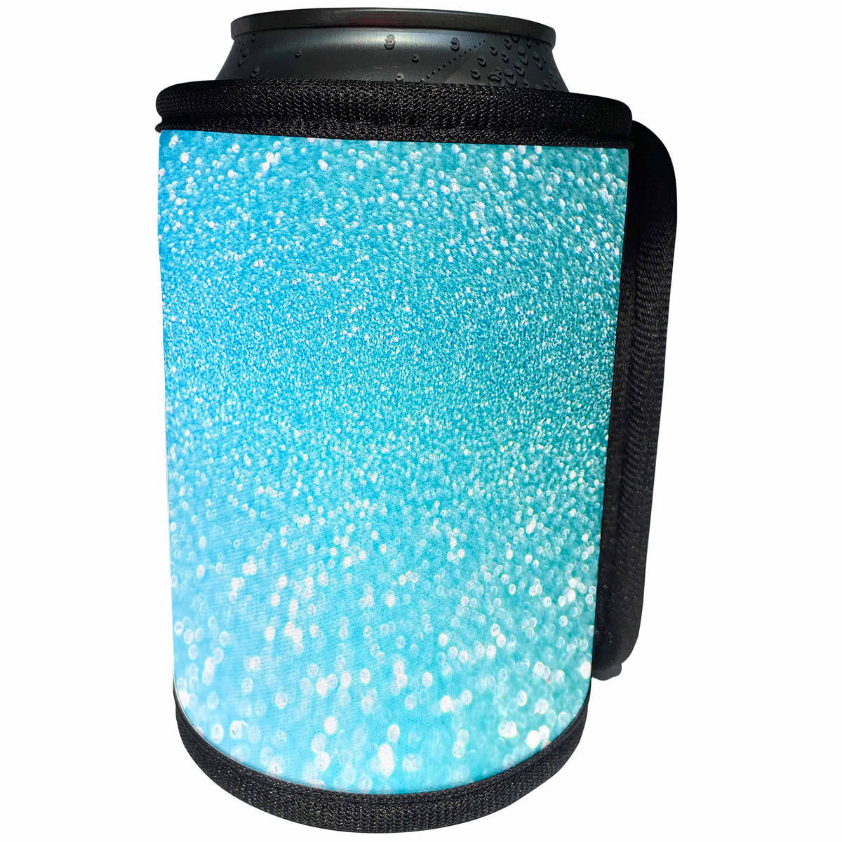 3dRose Uta Naumann Faux Glitter Pattern - Sparkling Beach Teal Luxury Elegant Mermaid Glitter Effect Art print - Can Cooler Bottle Wrap (cc_266925)