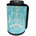 3dRose Uta Naumann Sayings and Typography - Love Is My Anchor- Beach Quote On Teal Wood-Maritime Summer Saying - Can Cooler Bottle Wrap (cc_266926)