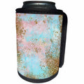 3dRose Uta Naumann Faux Glitter Pattern - Mermaid Foam Ocean Gold Glitter On Aqua Pink Background - Can Cooler Bottle Wrap (cc_266937)