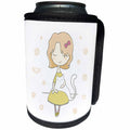 3dRose Uta Naumann Watercolor Illustration - Little Girl Holding a White Cat-Cute Childrens Watercolor Illustration - Can Cooler Bottle Wrap (cc_266939)