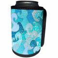 3dRose Uta Naumann Faux Glitter Pattern - Sparkling Teal Glitter Crystal Waves Pattern - Can Cooler Bottle Wrap (cc_266946)