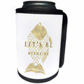3dRose Uta Naumann Sayings and Typography - Lets be Mermaids-Glitter Saying and Fish Gold Sparkle Illustration - Can Cooler Bottle Wrap (cc_266949)