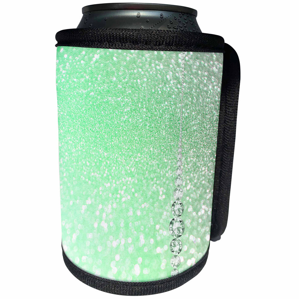 3dRose Uta Naumann Faux Glitter Pattern - Sparkling Mint Green Luxury Elegant Mermaid Glitter Effect Art print - Can Cooler Bottle Wrap (cc_266951)