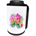 3dRose Uta Naumann Sayings and Typography - Aloha-Saying with Hawaiian Colorful Summer Hibiscus Flowers-Gold - Can Cooler Bottle Wrap (cc_266960)