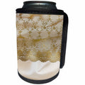 3dRose Uta Naumann Vintage Lace Collection - Gold Floral Lace on Shiny Luxury Feminine Beige Silk - Can Cooler Bottle Wrap (cc_266961)