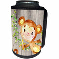 3dRose Uta Naumann Watercolor Illustration Animal - A Monkey Holding a Banana-Children Watercolor Illustration - Can Cooler Bottle Wrap (cc_266972)
