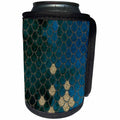 3dRose Uta Naumann Faux Glitter Pattern - Sparkling Teal Blue Luxury Mermaid Scales Glitter Effect Art print - Can Cooler Bottle Wrap (cc_266975)