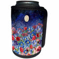 3dRose Uta Naumann Watercolor Illustration Flowers - Midnight Moon and Colorful Blossoming Flowers Watercolor Illustration - Can Cooler Bottle Wrap (cc_266986)