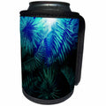 3dRose Uta Naumann Pattern - Aloha Colorful Blue Night Palm Monstera Jungle Tropical Hawaii Pattern - Can Cooler Bottle Wrap (cc_267002)