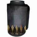 3dRose Uta Naumann Vintage Lace Collection - Black and Gold Lace On Grey Victorian Vintage Grunge Paper - Can Cooler Bottle Wrap (cc_267012)