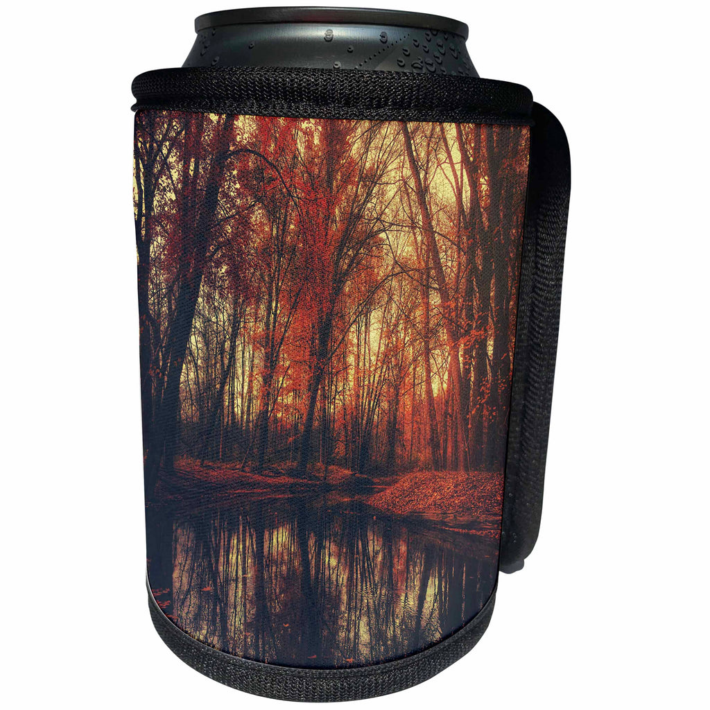 3dRose Uta Naumann Photography Landscapes - Colorful Autumnal Forest Landscape Photography with Reflection - Can Cooler Bottle Wrap (cc_267015)