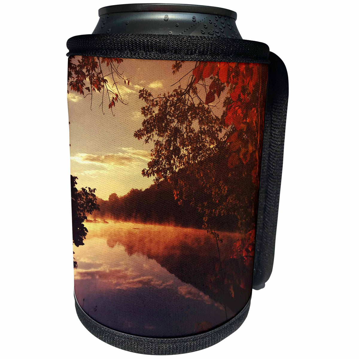 3dRose Uta Naumann Photography Landscapes - Colorful Autumnal Forest Landscape Photography with Sundown Reflection - Can Cooler Bottle Wrap (cc_267016)