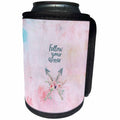 3dRose Uta Naumann Watercolor Illustration - Antler Arrows and Typography Illustration on Pink-Follow your Arrow - Can Cooler Bottle Wrap (cc_267021)