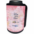 3dRose Uta Naumann Watercolor Illustration - Pink Antlers Arrows and Typography Illustration -Follow your Arrow - Can Cooler Bottle Wrap (cc_267023)