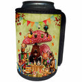 3dRose Uta Naumann Watercolor Illustration Animal - Woodland Furry Friends in Autumn have Teatime in Forest - Can Cooler Bottle Wrap (cc_267025)