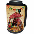 3dRose Uta Naumann Watercolor Illustration Animal - Woodland Animal Friends in Autumn have Teatime in Forest - Can Cooler Bottle Wrap (cc_267035)