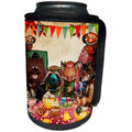 3dRose Uta Naumann Watercolor Illustration Animal - Woodland Friends in Autumn are having Fun at Tea Time - Can Cooler Bottle Wrap (cc_267038)