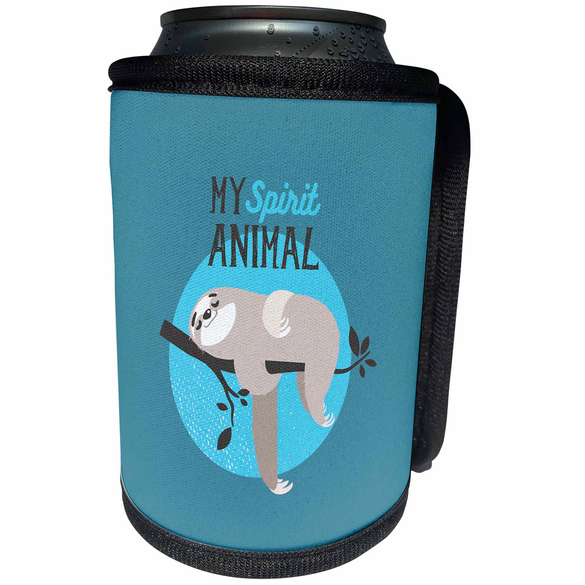 3dRose Uta Naumann Sayings and Typography - My Spirit Animal - Sloth Sleeping on Tree-Cute Typography - Can Cooler Bottle Wrap (cc_267039)