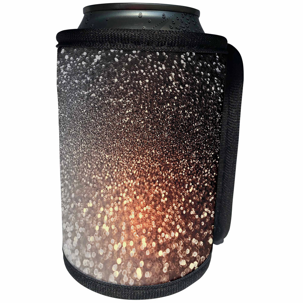 3dRose Uta Naumann Faux Glitter Pattern - Abstract Coffee Brown Ombre Faux Glitter Bokeh - Can Cooler Bottle Wrap (cc_267070)
