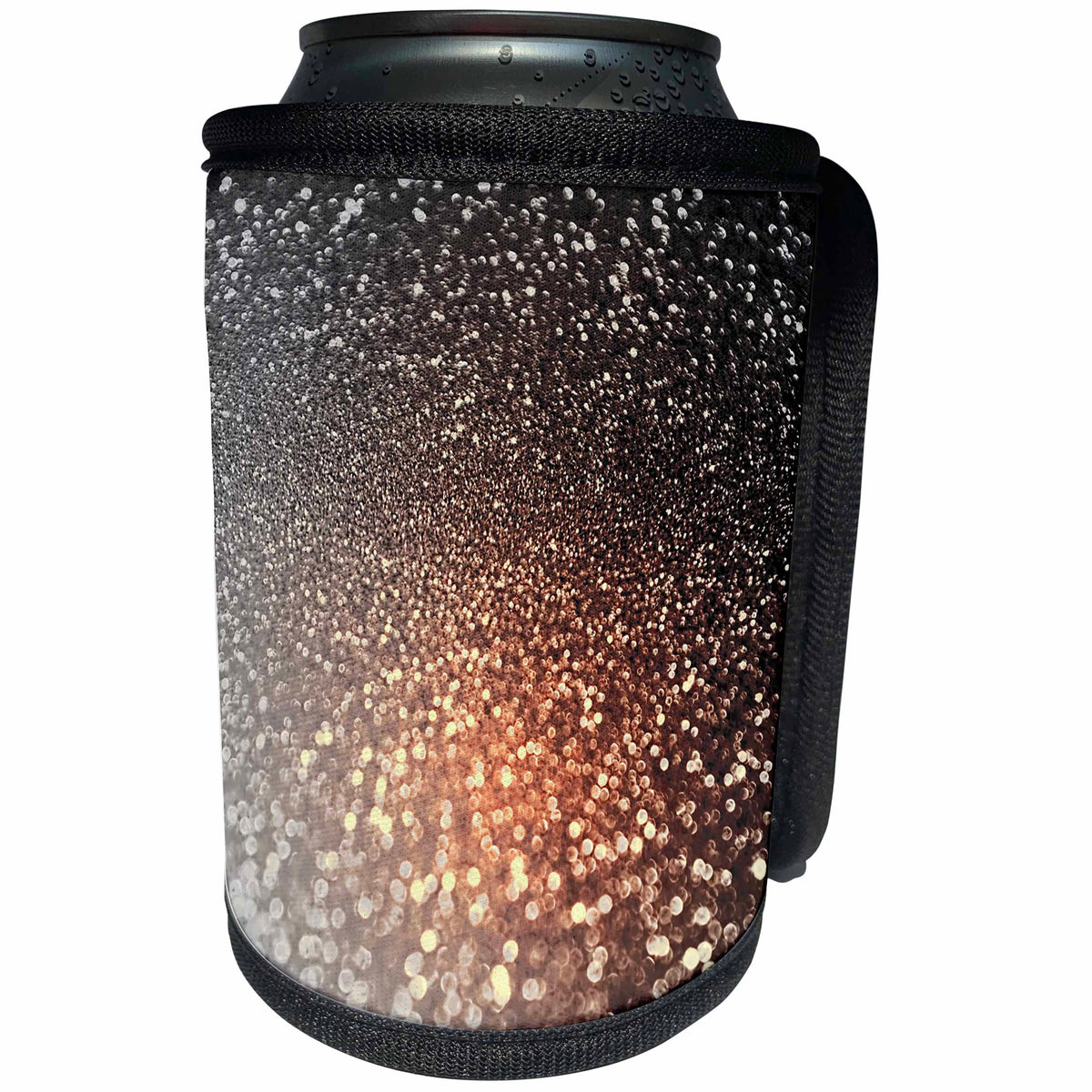 3dRose Uta Naumann Faux Glitter Pattern - Abstract Coffee Brown Ombre Faux Glitter Bokeh - Can Cooler Bottle Wrap (cc_267070)