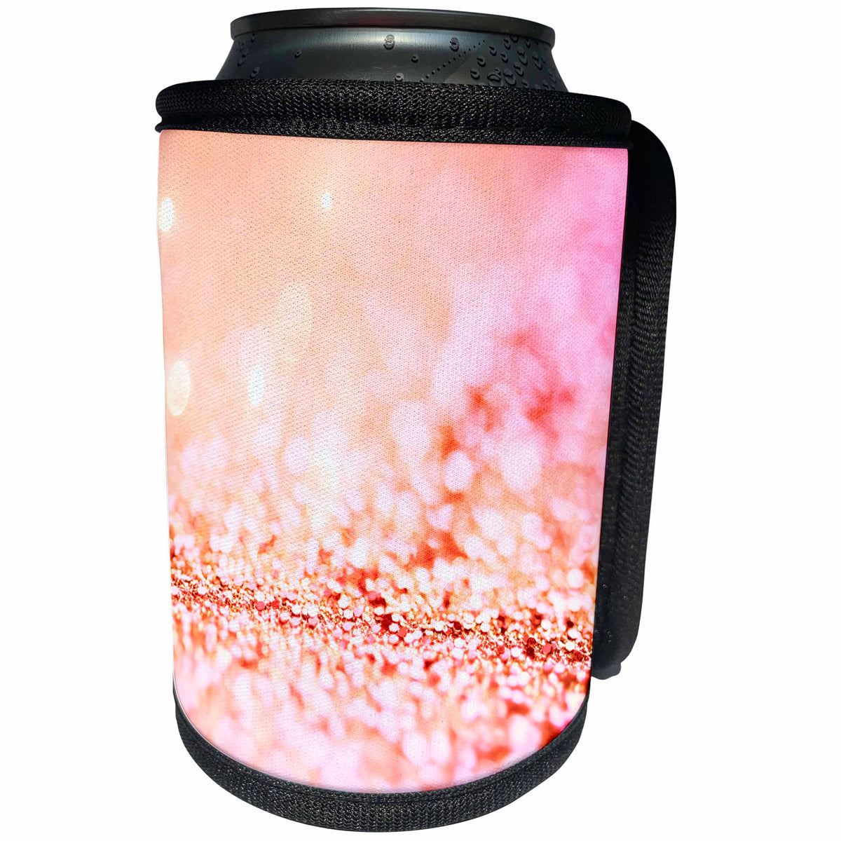 3dRose Uta Naumann Faux Glitter Pattern - Sparkling Pink Gold Luxury Elegant Shiny Faux Glitter Effect Artprint - Can Cooler Bottle Wrap (cc_267072)