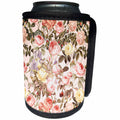 3dRose Uta Naumann Pattern - Pink and Yellow Retro Vintage Rose Flowers Pattern - Can Cooler Bottle Wrap (cc_267080)