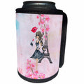 3dRose Uta Naumann Watercolor Illustration - Pink Trendy Fashion Girl Watercolor Flower Illustration for Chic Girls - Can Cooler Bottle Wrap (cc_267082)