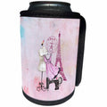 3dRose Uta Naumann Watercolor Illustration - Pink Trendy Fashion Watercolor Illustration for Chic Girls - Can Cooler Bottle Wrap (cc_267083)