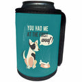 3dRose Uta Naumann Sayings and Typography - You Had Me at The First Woof- Funny Animal Dog Illustration Typography - Can Cooler Bottle Wrap (cc_267092)