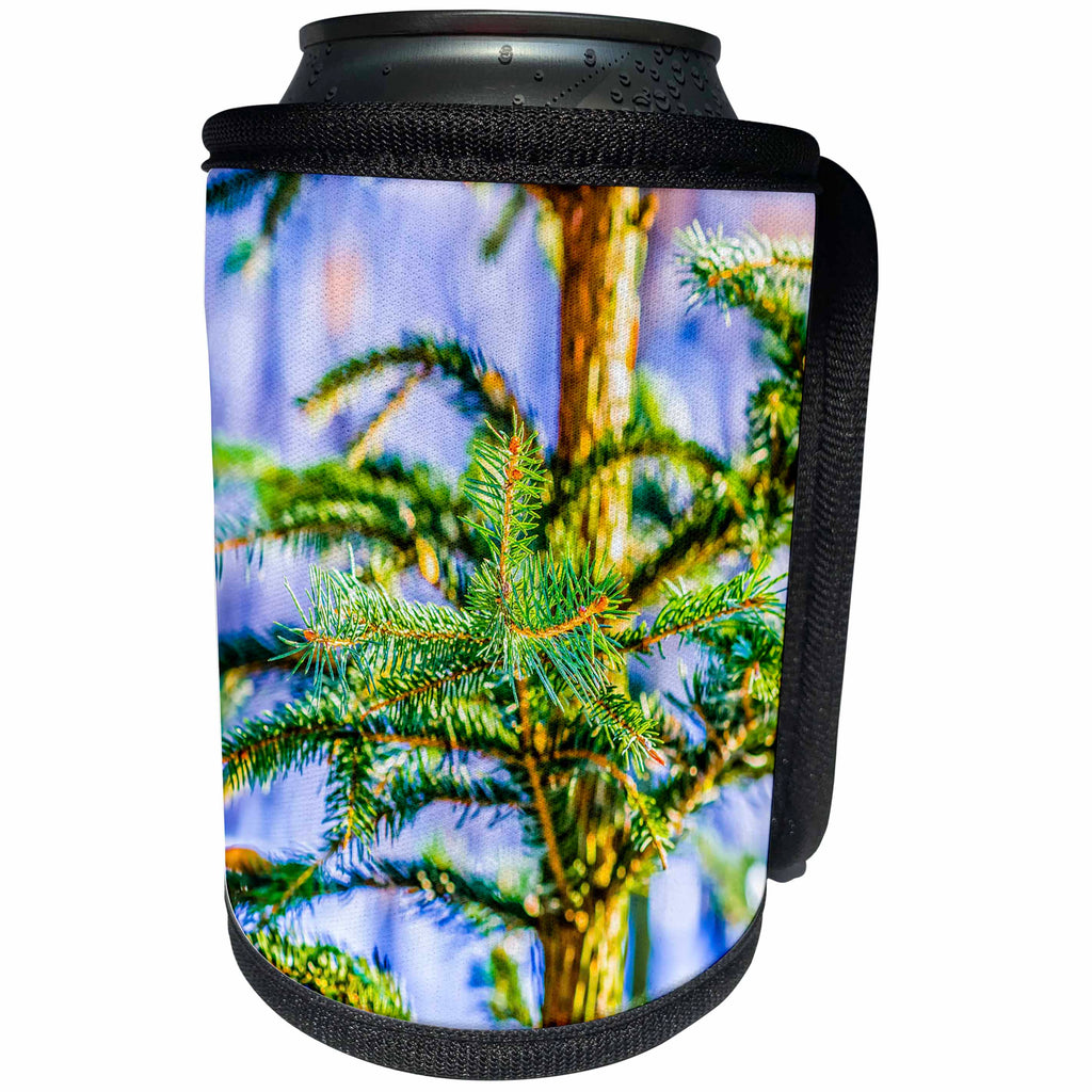 3dRose Alexis Photography - Holidays Christmas - Sunlit young Christmas tree in the winter forest - Can Cooler Bottle Wrap (cc_267118)