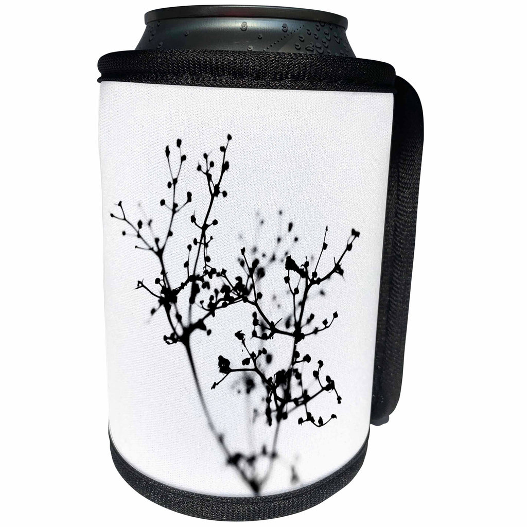 3dRose Alexis Photography - Abstracts - Abstract of nature. Black plant white background - Can Cooler Bottle Wrap (cc_267119)