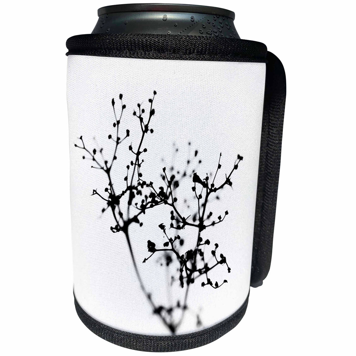 3dRose Alexis Photography - Abstracts - Abstract of nature. Black plant white background - Can Cooler Bottle Wrap (cc_267119)