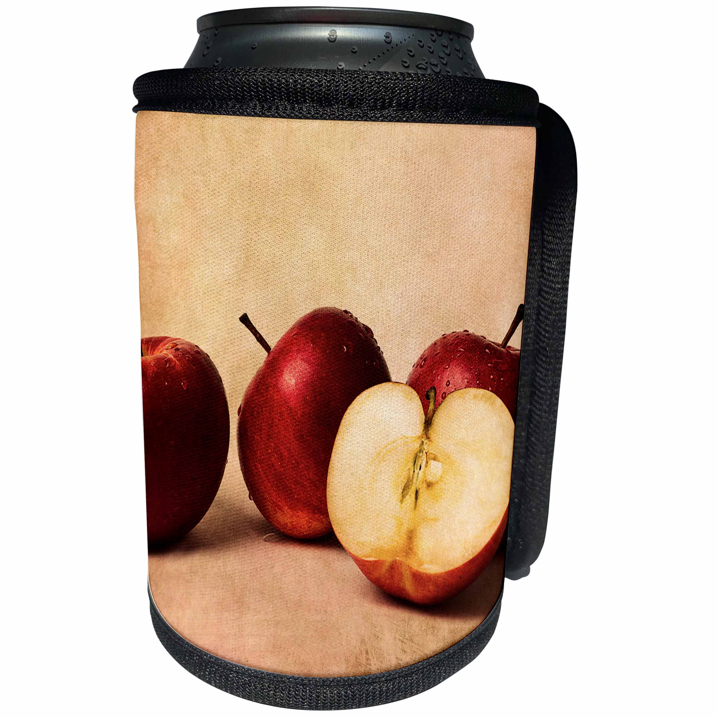 3dRose Alexis Photography - Food Apple - Three and a half red apples in a row - Can Cooler Bottle Wrap (cc_267124)