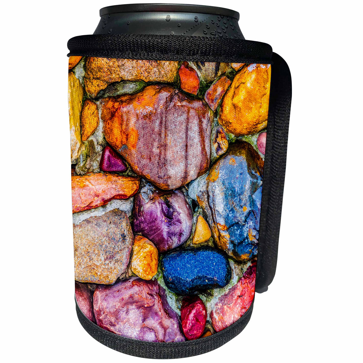 3dRose Alexis Photography - Texture Stone - Wet colorful stones in a wall texture - Can Cooler Bottle Wrap (cc_267160)