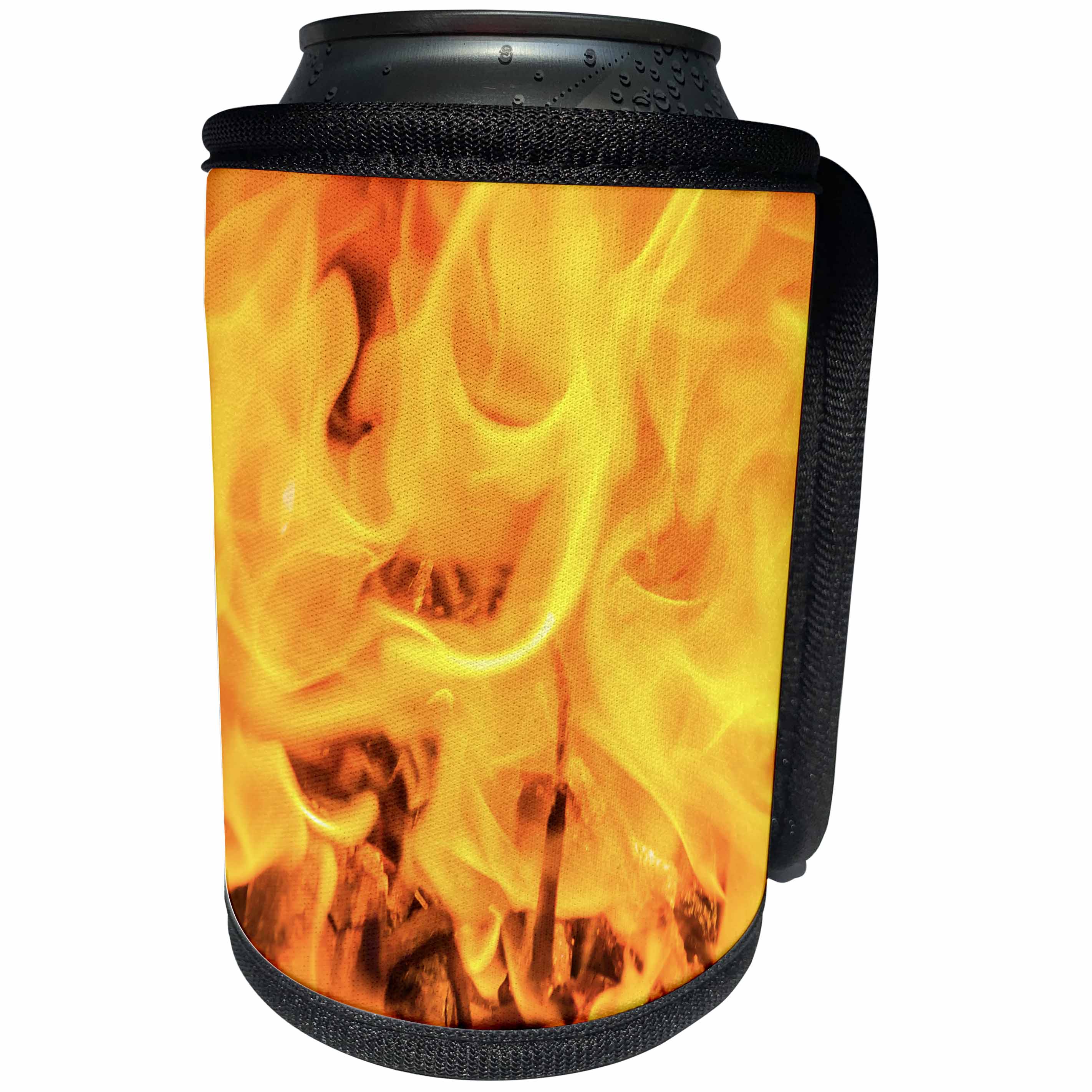 3dRose Alexis Photography - Texture Fire - Fire texture. Orange and yellow flame - Can Cooler Bottle Wrap (cc_267162)