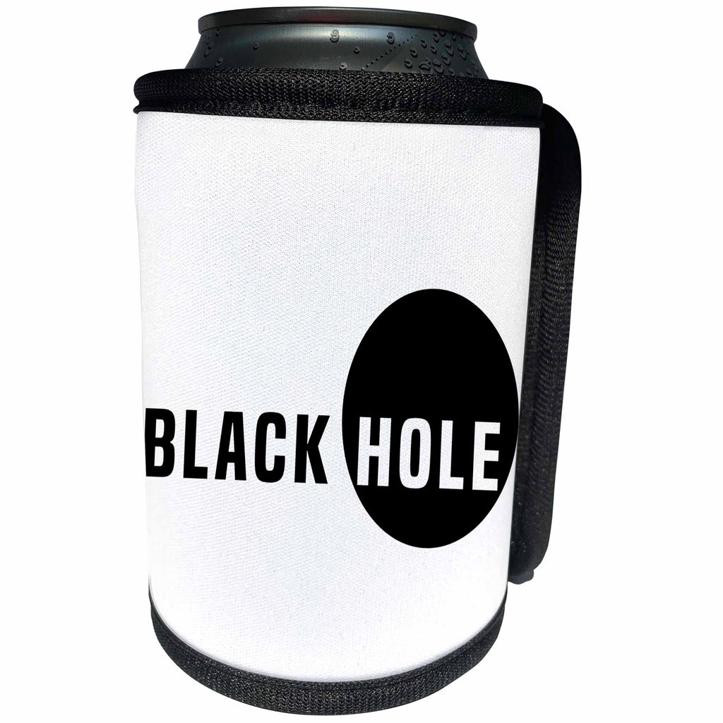 3dRose Alexis Design - Conceptual - Black Hole design. What gets inside is lost forever. White background - Can Cooler Bottle Wrap (cc_267189)