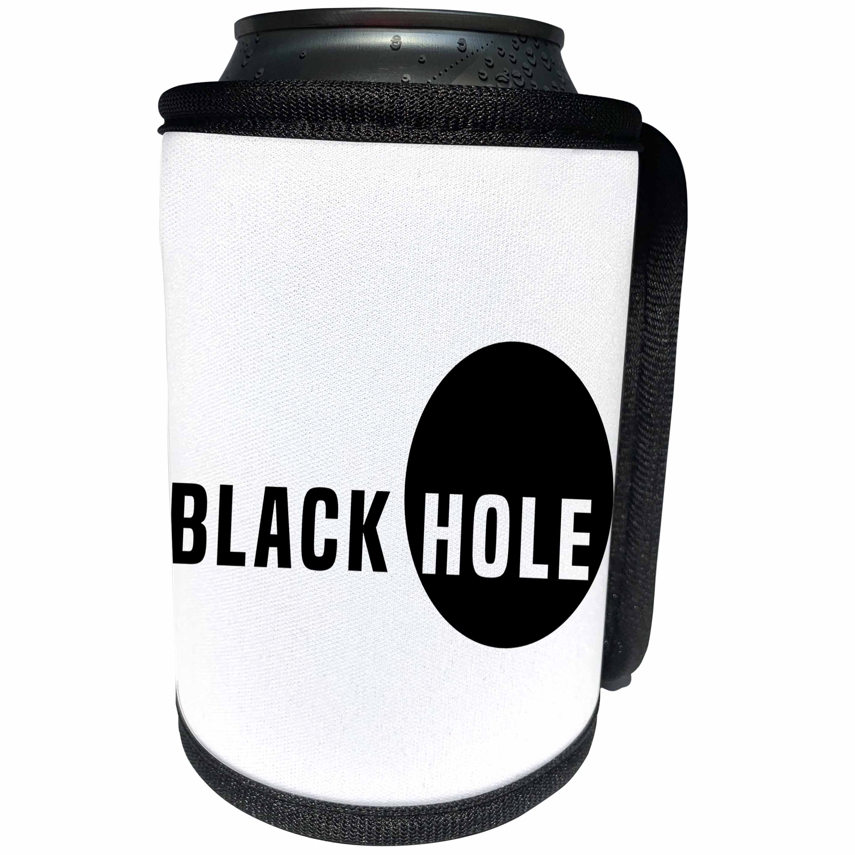 3dRose Alexis Design - Conceptual - Black Hole design. What gets inside is lost forever. White background - Can Cooler Bottle Wrap (cc_267189)