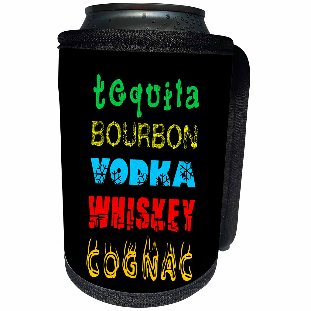 3dRose Alexis Design - Conceptual - Five famous strong drinks according to their characters - Can Cooler Bottle Wrap (cc_267191)