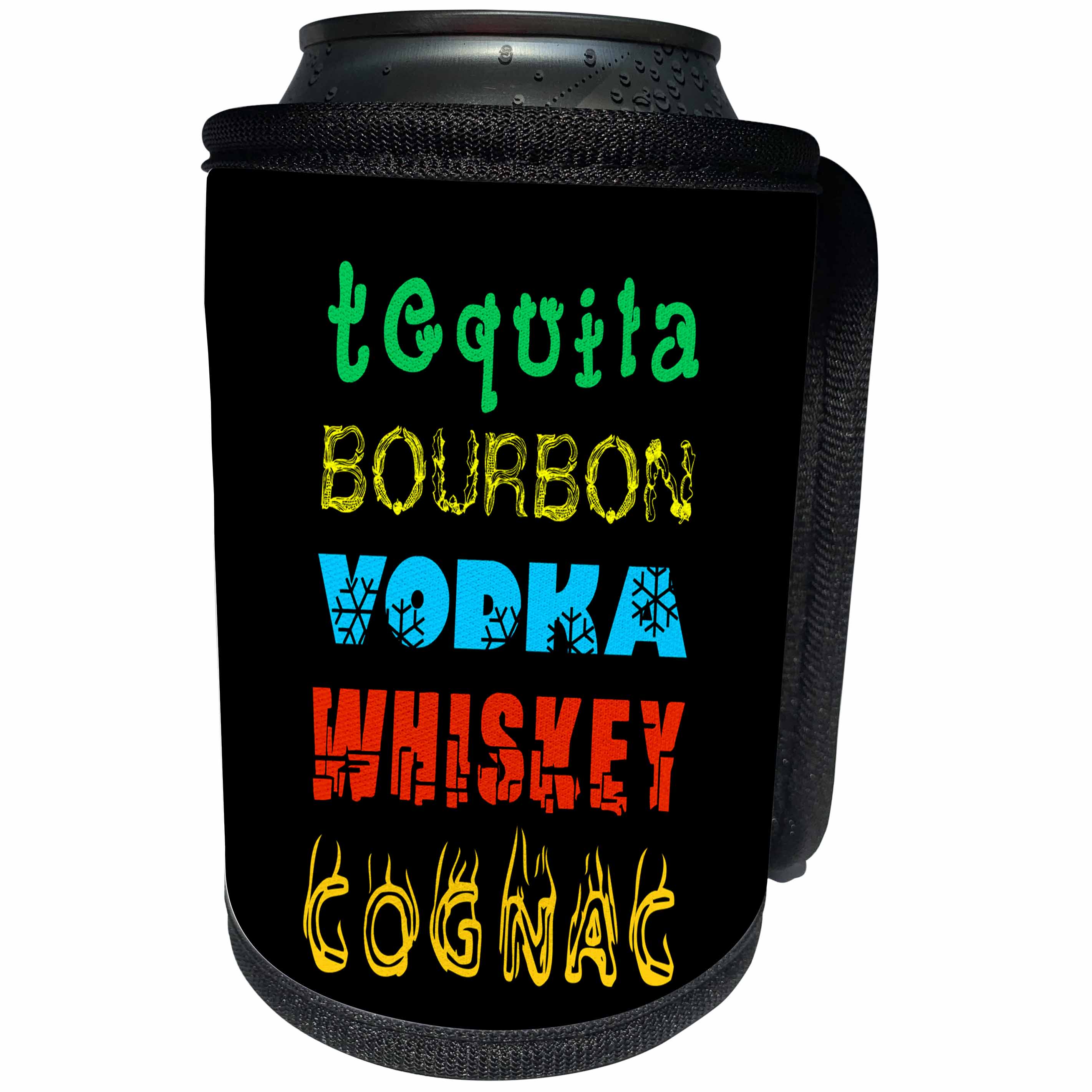 3dRose Alexis Design - Conceptual - Five famous strong drinks according to their characters - Can Cooler Bottle Wrap (cc_267191)