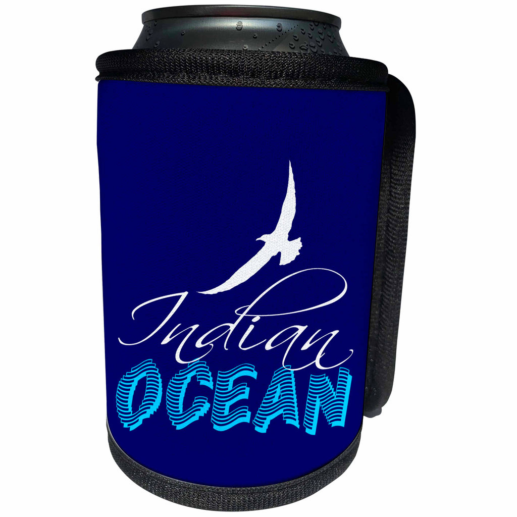 3dRose Alexis Design - Four Oceans - Four oceans. Indian ocean, dark blue background - Can Cooler Bottle Wrap (cc_267197)