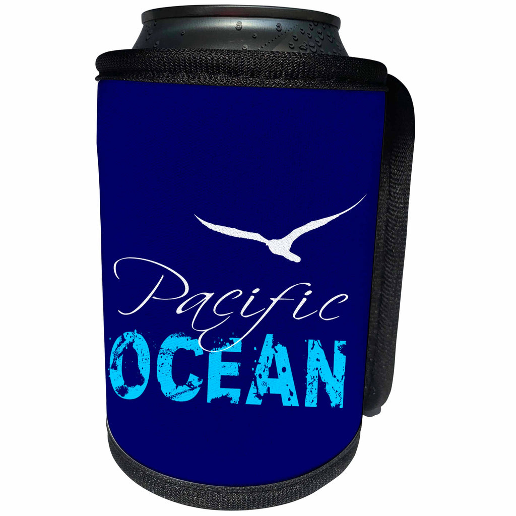 3dRose Alexis Design - Four Oceans - Four oceans. Pacific ocean, dark blue background - Can Cooler Bottle Wrap (cc_267199)