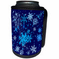 3dRose Alexis Design - Holidays Christmas - Christmas snowfall. Snowflakes, dark blue background - Can Cooler Bottle Wrap (cc_267202)