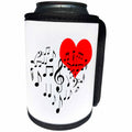 3dRose Alexis Design - Love - Singing Heart. Red heart and black music notes. White background - Can Cooler Bottle Wrap (cc_267205)