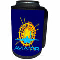 3dRose Alexis Design - Transport - Aviator. Sun, aircraft silhouette, text aviator. Dark blue background - Can Cooler Bottle Wrap (cc_267209)
