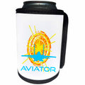 3dRose Alexis Design - Transport - Aviator. Sun, aircraft silhouette, text aviator. White background - Can Cooler Bottle Wrap (cc_267210)