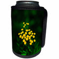 3dRose Alexis Photography - Flowers - Yellow tansy wildflowers, green leaves, dark background - Can Cooler Bottle Wrap (cc_267228)