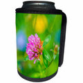 3dRose Alexis Photography - Nature Grass - Pink clover head, green grass, blue and yellow flowers - Can Cooler Bottle Wrap (cc_267230)